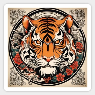 Old School Vintage Japanese Tattoo Art Tiger Sticker